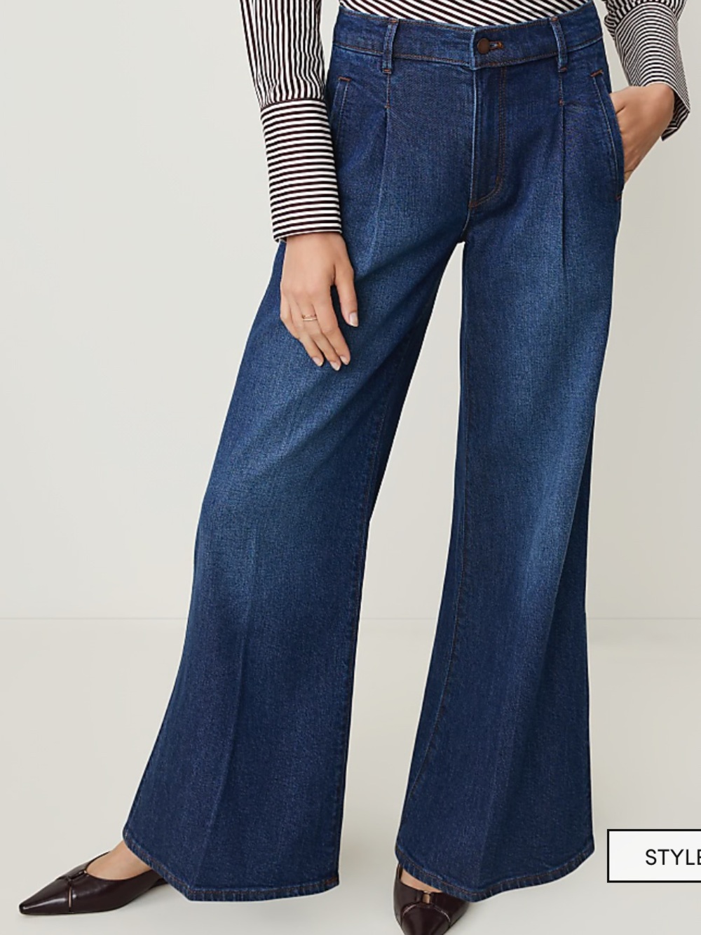 Ann Taylor THE PALAZZO MID RISE Dark Wash Size 2 Petite NWT